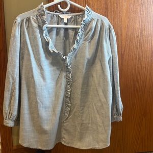 Womens Smocked V neck top